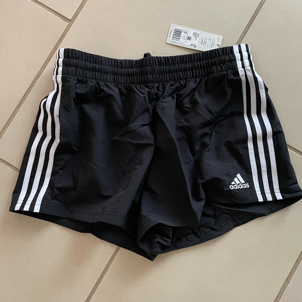 NWT Adidas women’s three stripes nylon shorts size medium